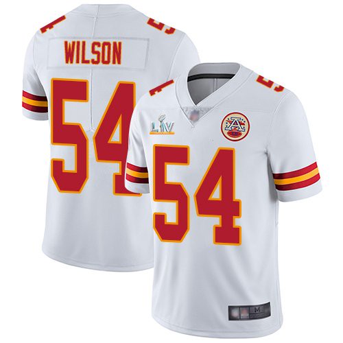 Men's Kansas City Chiefs #54 Damien Wilson White NFL 2021 Super Bowl LV Stitched Jersey